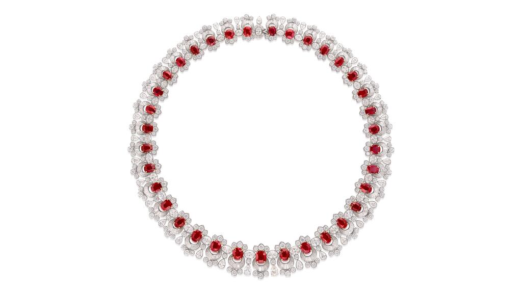A necklace with diamonds and about 38 carats of rubies ruby and diamond necklace